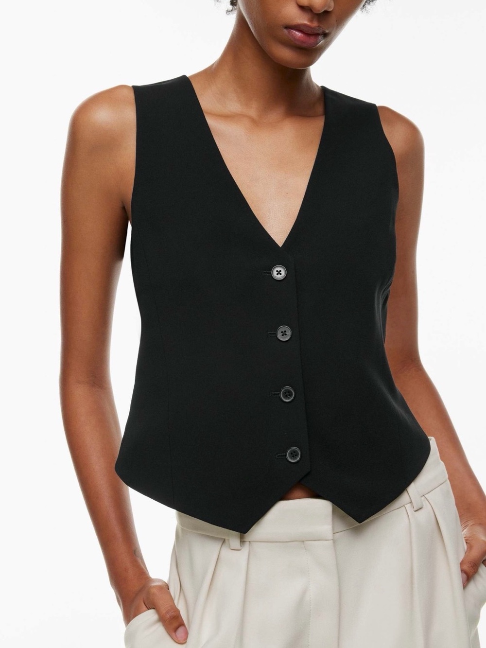 Babaton Aritzia Black Tailored Button Front Vest Size 0